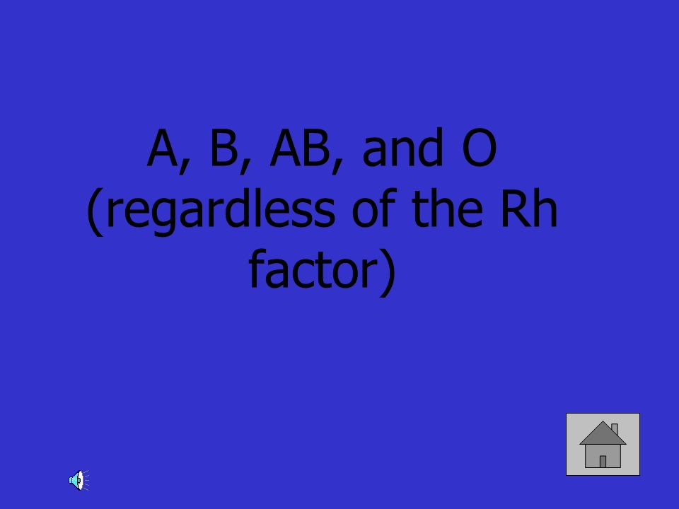 A, B, AB, and O (regardless of the Rh factor)