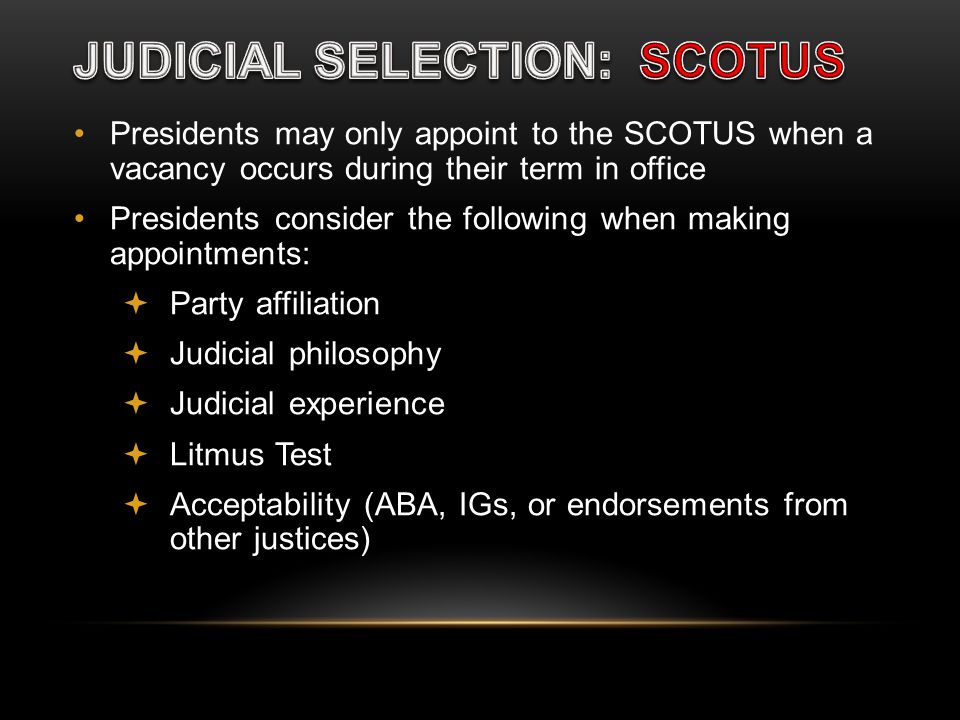 JUDICIAL SELECTION: SCOTUS