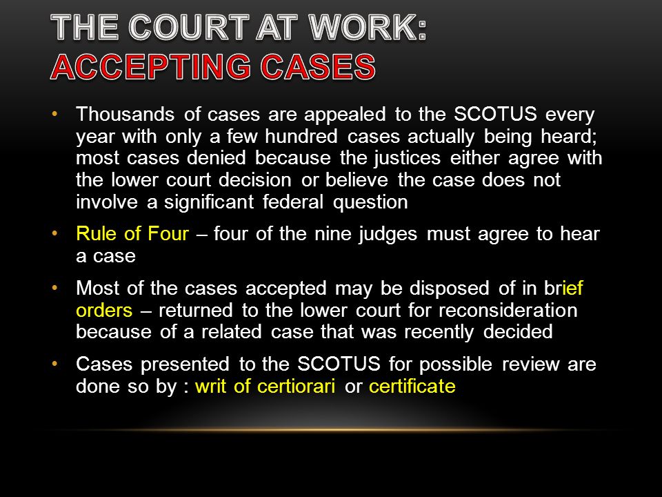 THE COURT AT WORK: ACCEPTING CASES