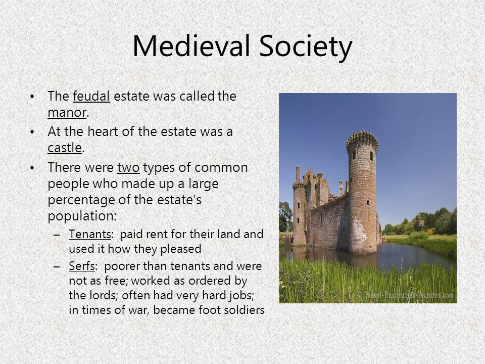Medieval Society The feudal estate was called the manor.