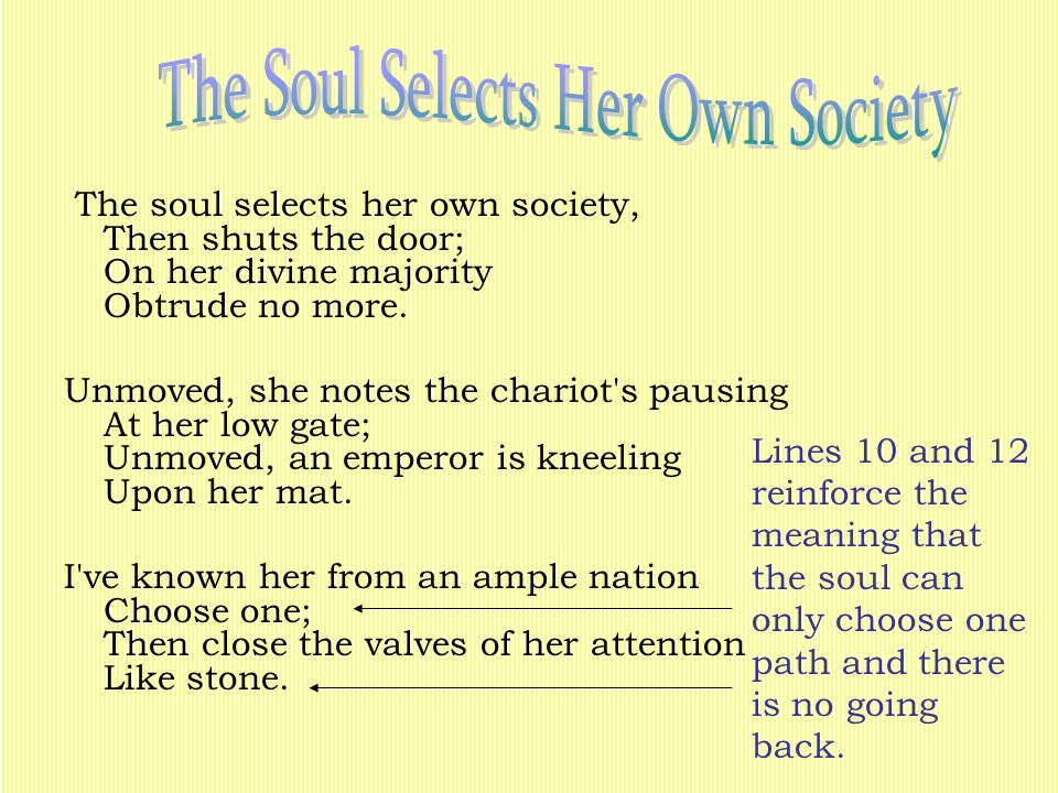 emily dickinson the soul selects her own society analysis