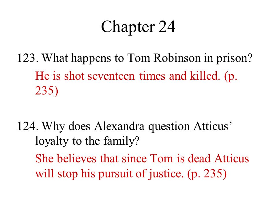 Chapter What happens to Tom Robinson in prison