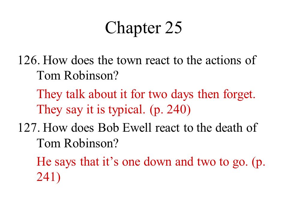 Chapter How does the town react to the actions of Tom Robinson