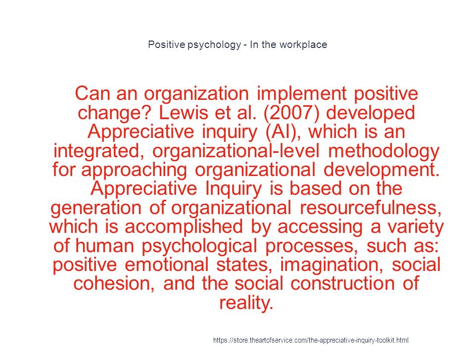 Positive psychology - In the workplace