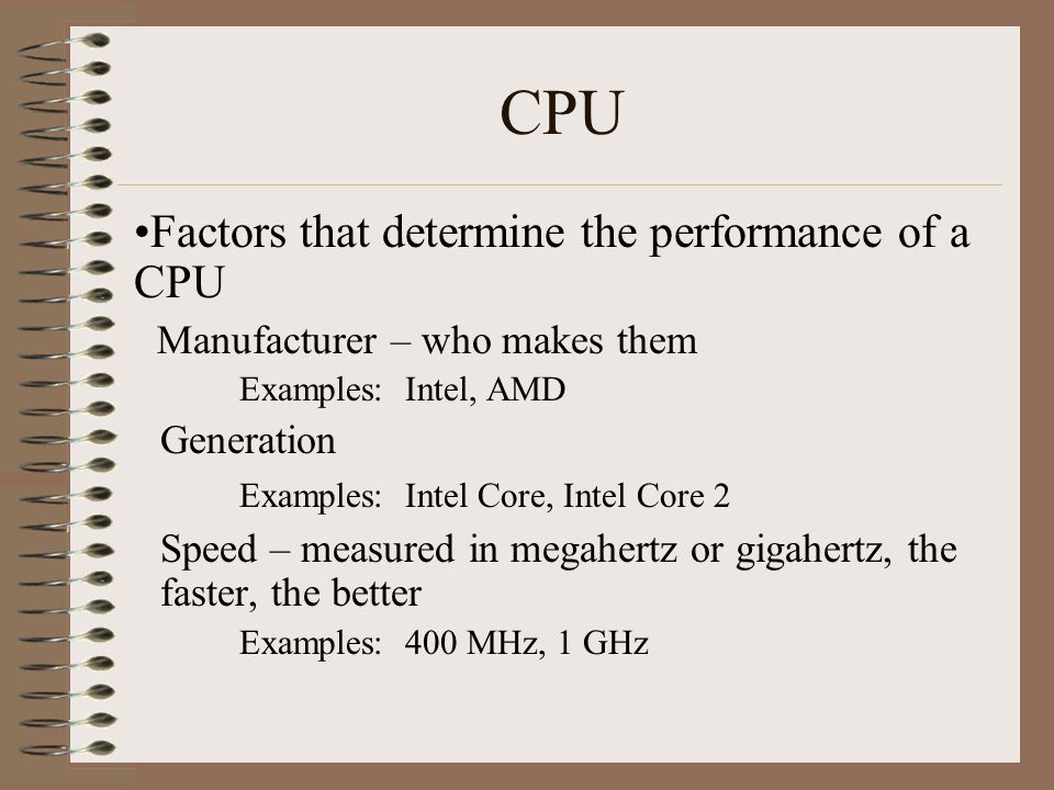 CPU Factors that determine the performance of a CPU
