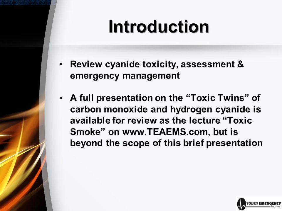 – Emergency Medicine EducationToxCard: Cyanide Toxicity