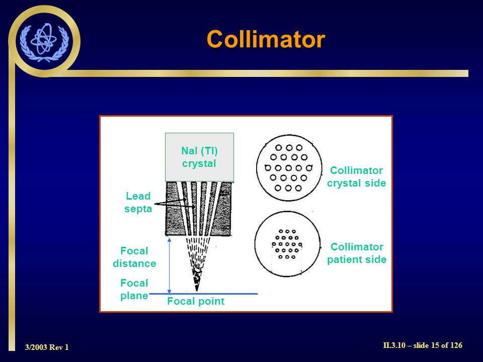 Collimator NaI (Tl) crystal Collimator crystal side Lead septa