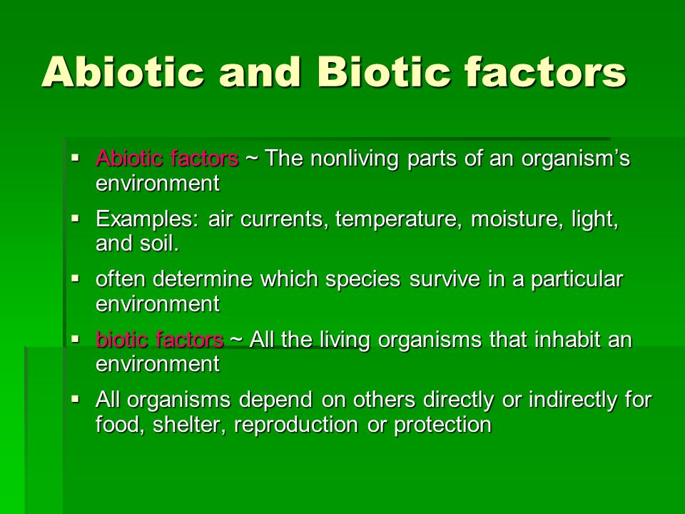Abiotic and Biotic factors