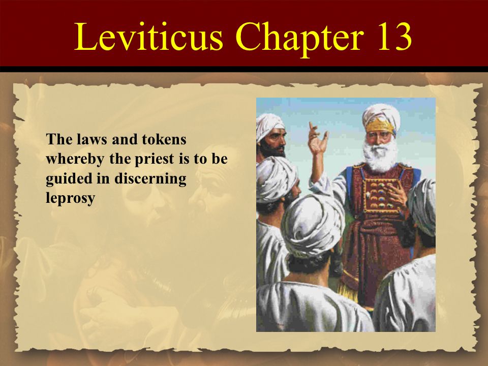 Leviticus Chapter 13 The laws and tokens whereby the priest is to be guided in discerning leprosy.