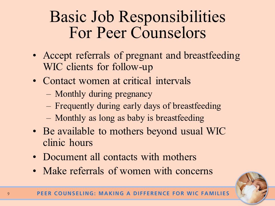 Basic Job Responsibilities For Peer Counselors