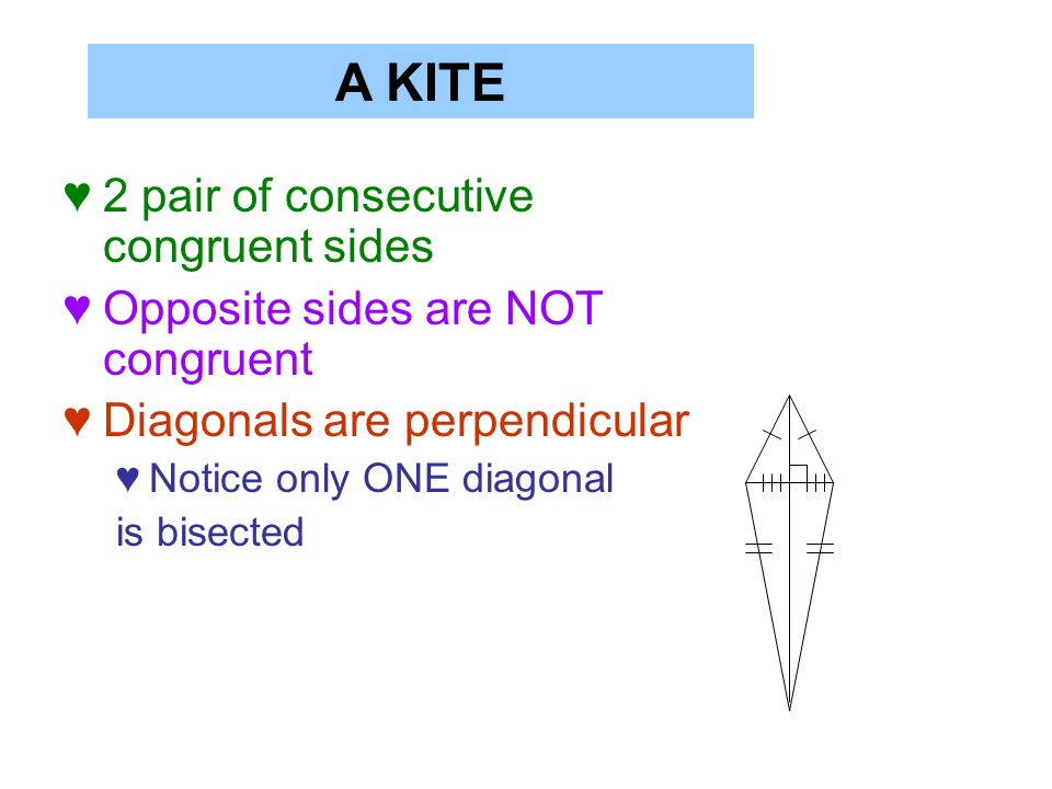 A KITE 2 pair of consecutive congruent sides