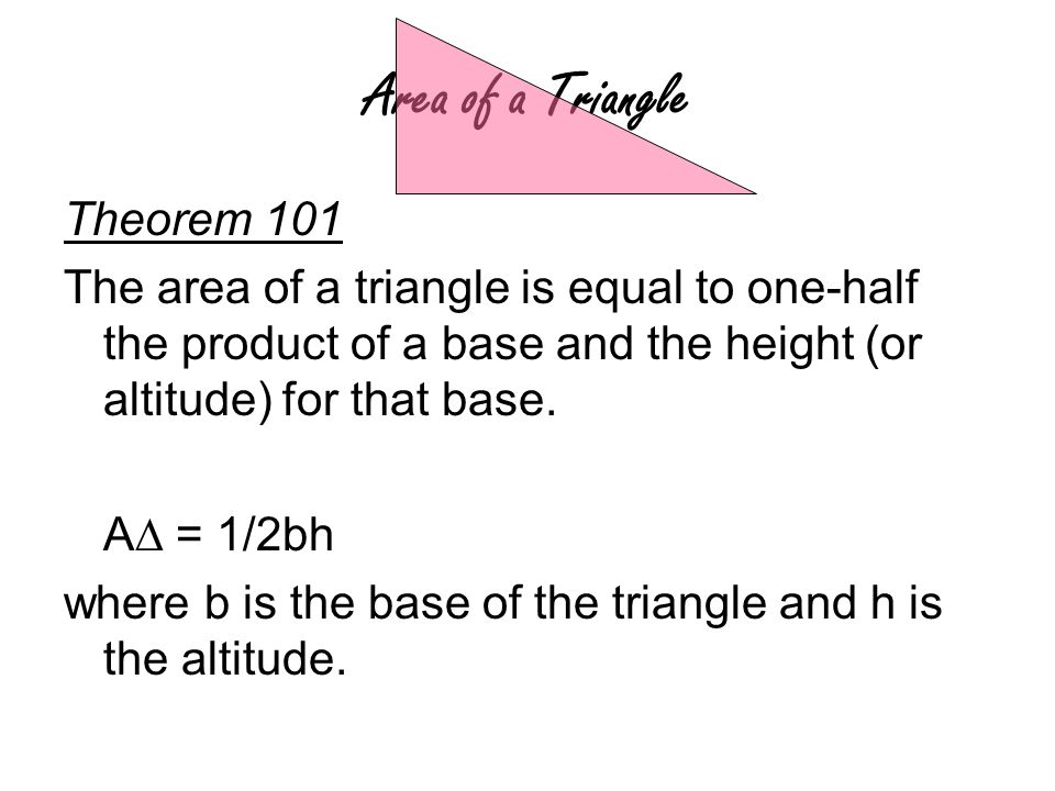 Area of a Triangle Theorem 101