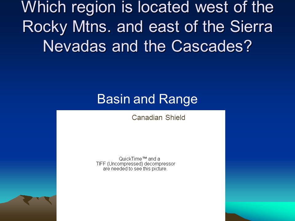 Which region is located west of the Rocky Mtns