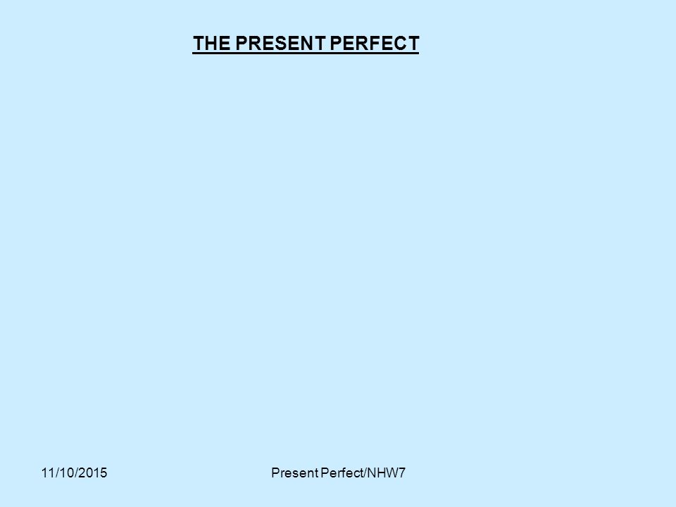 THE PRESENT PERFECT 23/04/2017 Present Perfect/NHW7