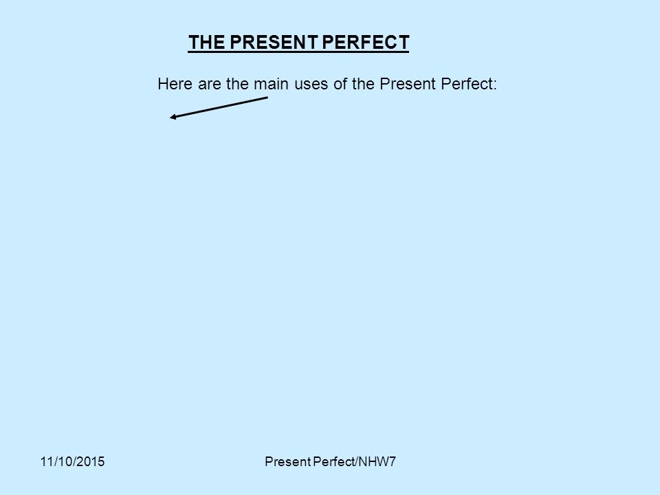 Here are the main uses of the Present Perfect: