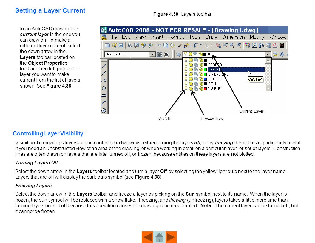 An entity drawn on one layer can be moved to a different layer simply by picking the entity in the graphics window, and selecting the down arrow in the Layers toolbar located on the Object Properties toolbar, and picking the layer you want the entity to be moved to.
