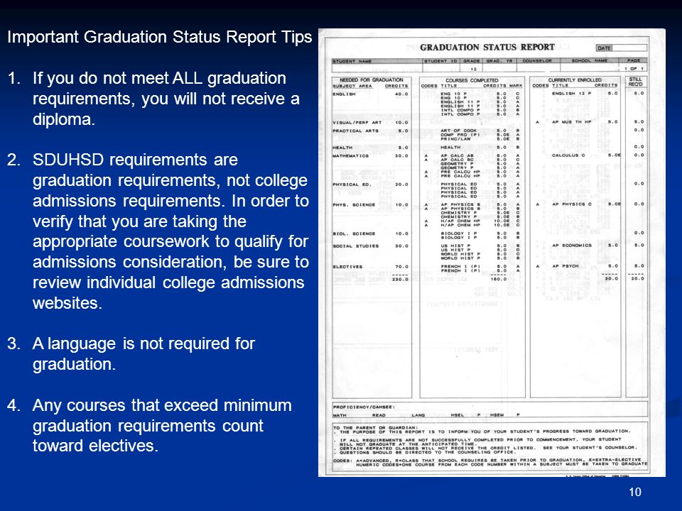 Important Graduation Status Report Tips