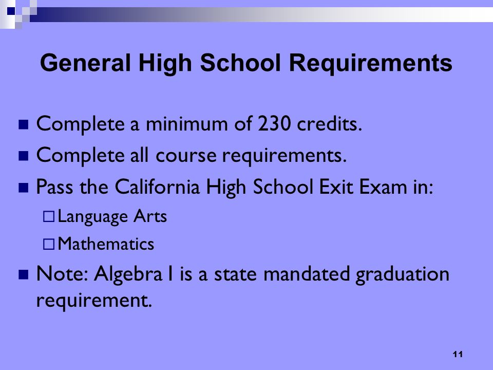 General High School Requirements