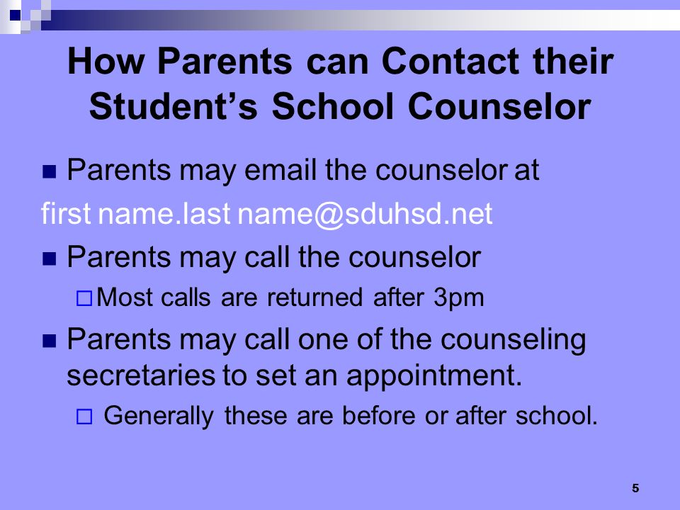 How Parents can Contact their Student’s School Counselor