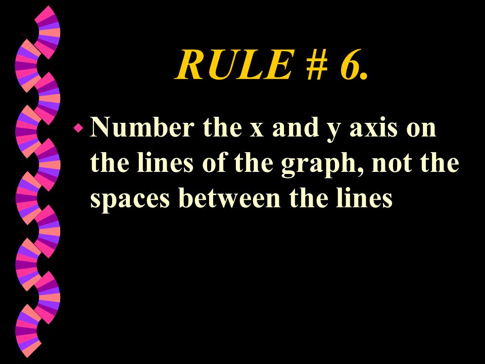 RULE # 6. Number the x and y axis on the lines of the graph, not the spaces between the lines