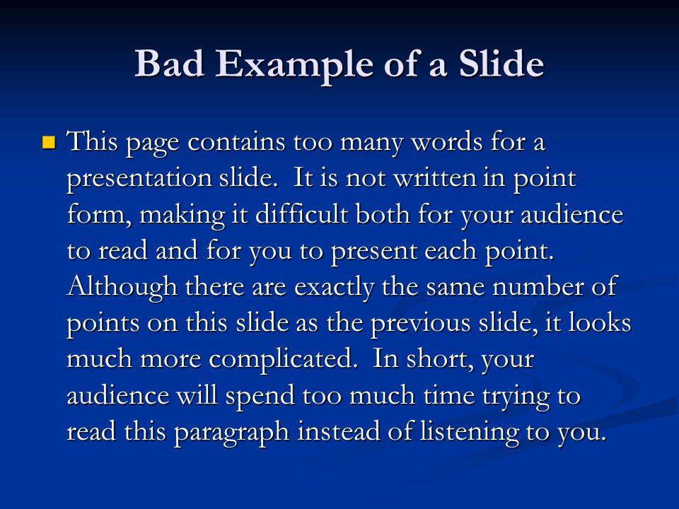 Bad Example of a Slide