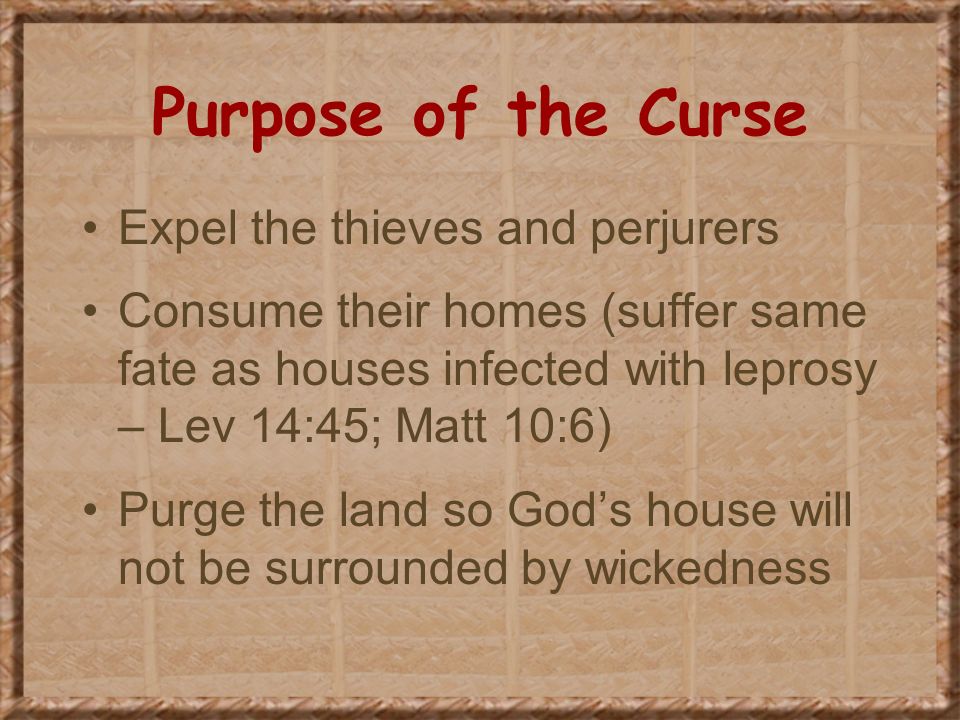 Purpose of the Curse Expel the thieves and perjurers