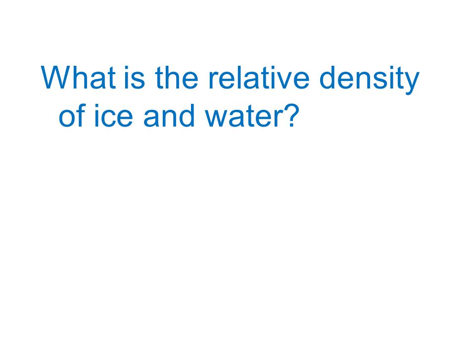 What is the relative density of ice and water
