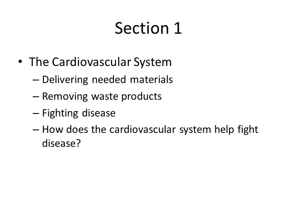 Section 1 The Cardiovascular System Delivering needed materials