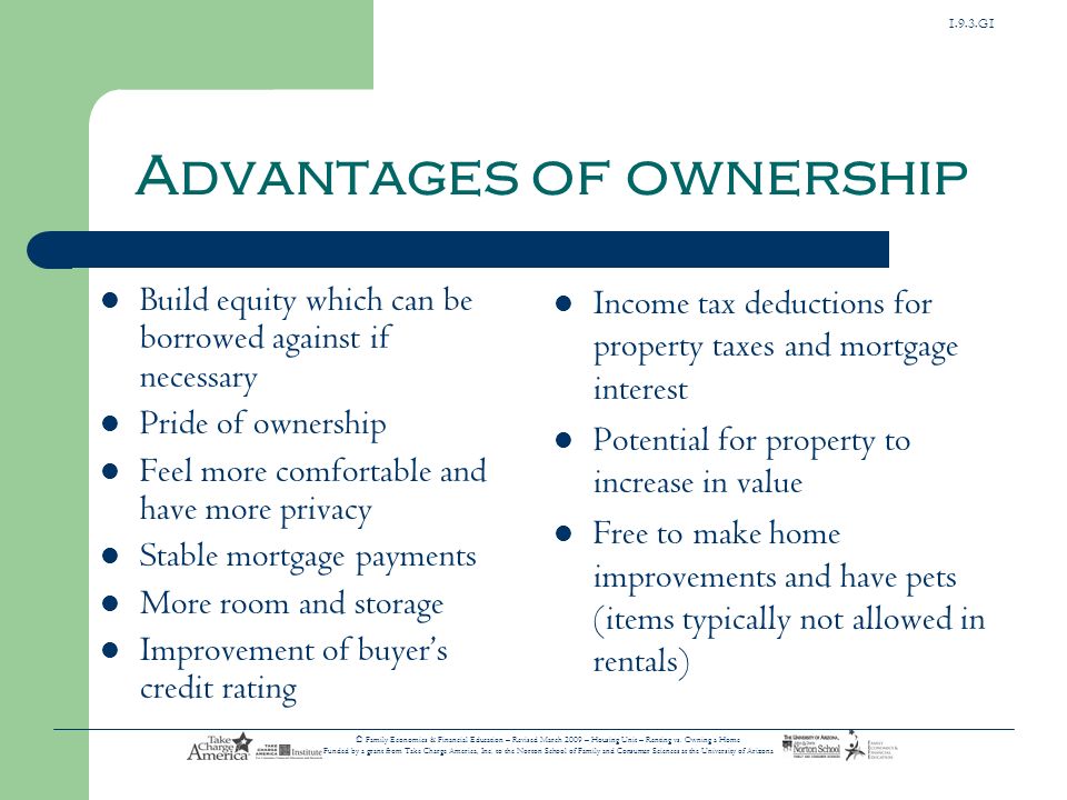 Advantages of ownership