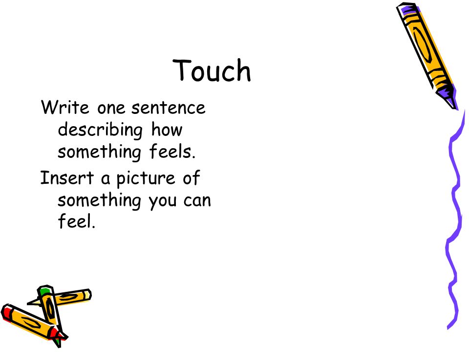Touch Write one sentence describing how something feels.