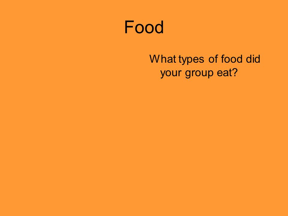 Food What types of food did your group eat