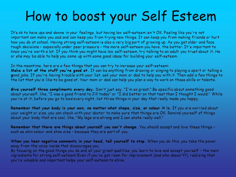 How to boost your Self Esteem