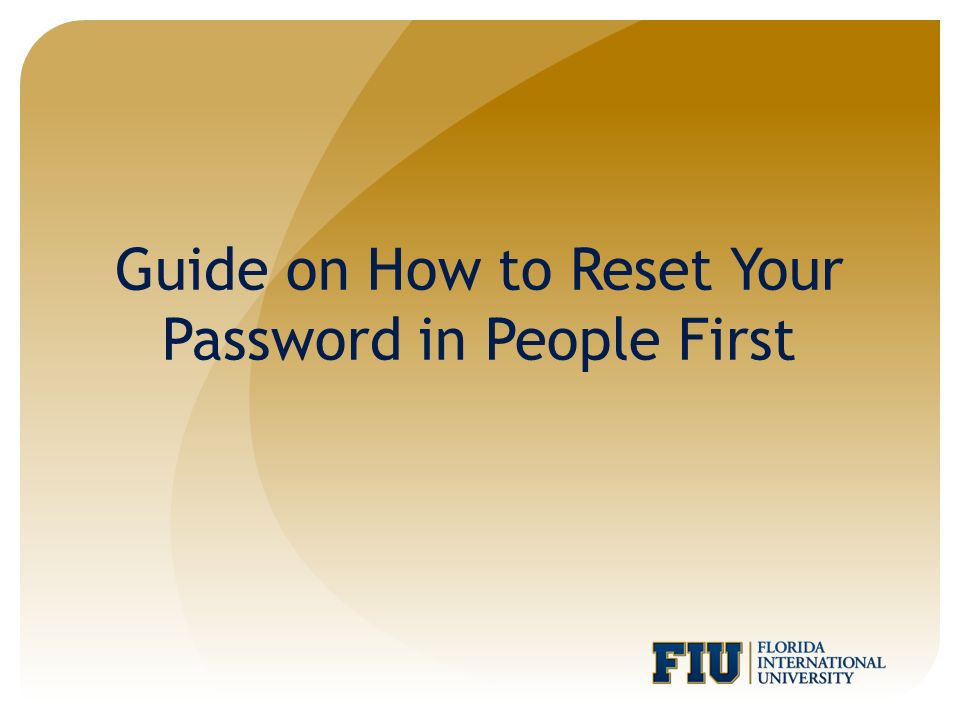 Guide on How to Reset Your Password in People First