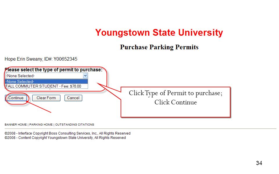 Click Type of Permit to purchase;