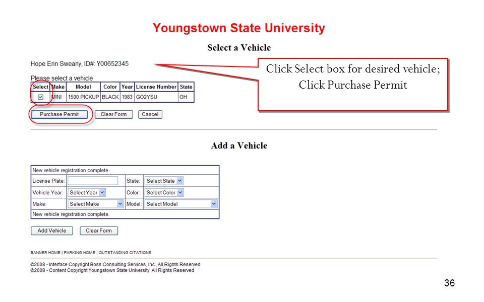 Click Select box for desired vehicle;