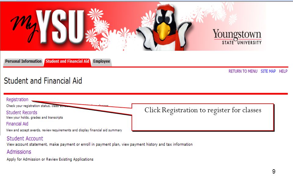 Click Registration to register for classes
