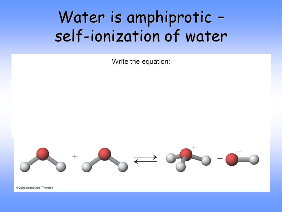 Water is amphiprotic – self-ionization of water