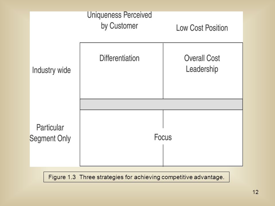 Figure 1.3 Three strategies for achieving competitive advantage.