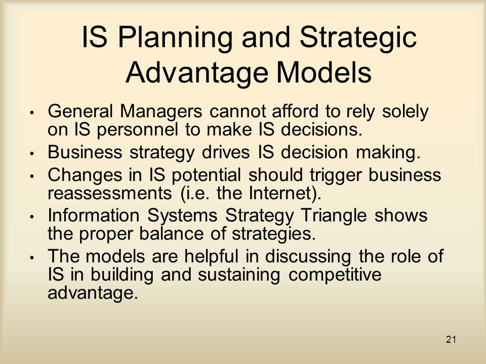 IS Planning and Strategic Advantage Models