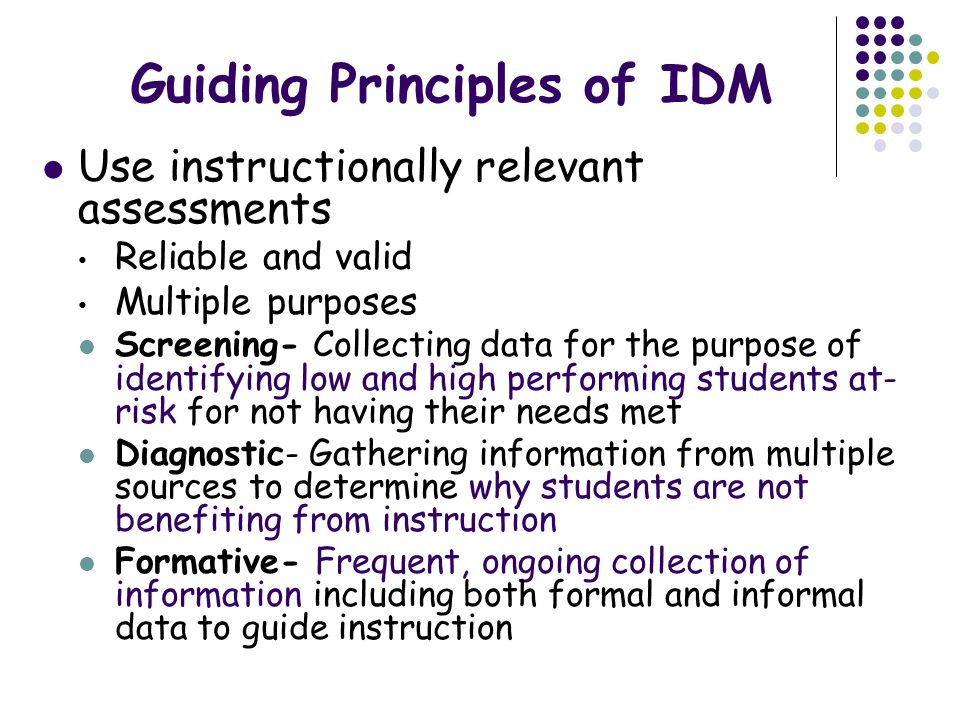 Guiding Principles of IDM