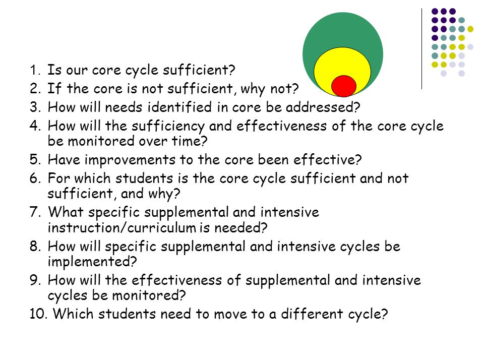 Framework Questions 1. Is our core cycle sufficient