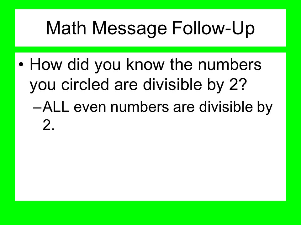 Math Message Follow-Up
