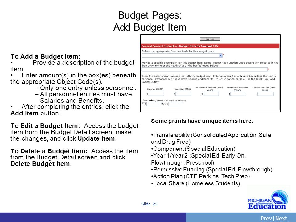 Budget Pages: Add Budget Item