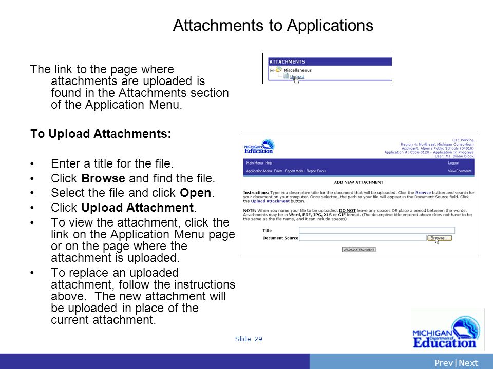 Attachments to Applications