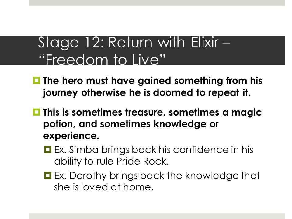 Stage 12: Return with Elixir – Freedom to Live