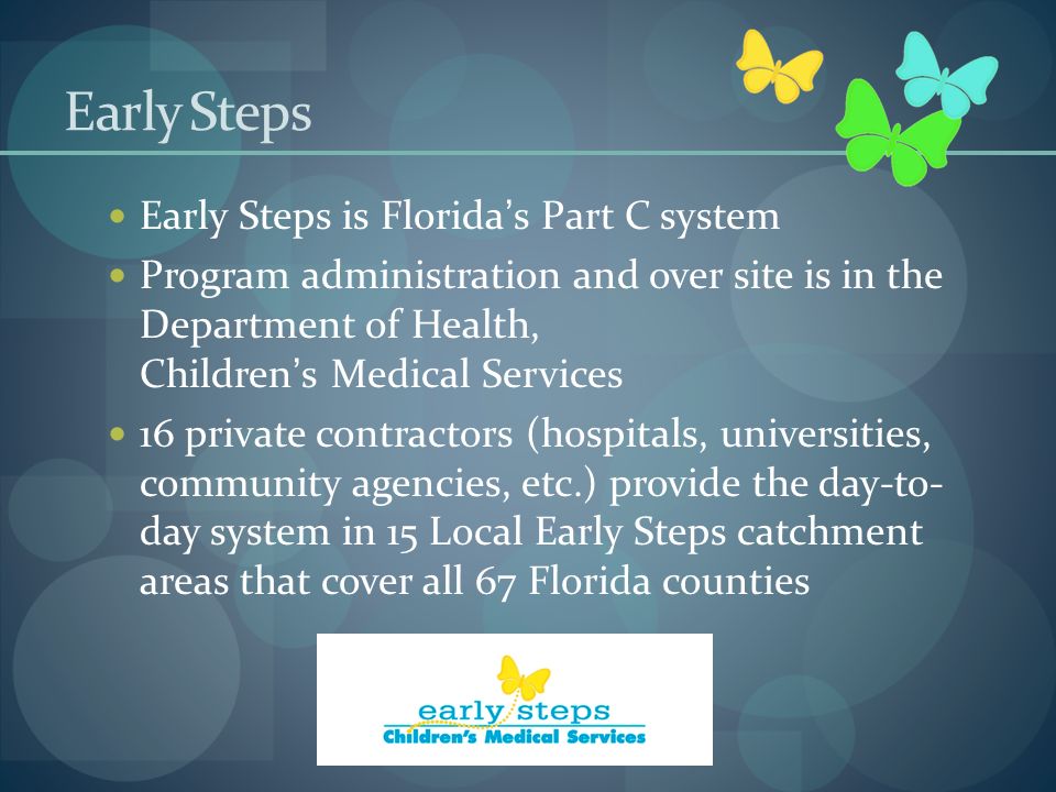 Early Steps Early Steps is Florida’s Part C system