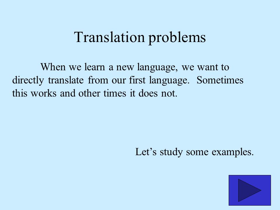 Translation problems