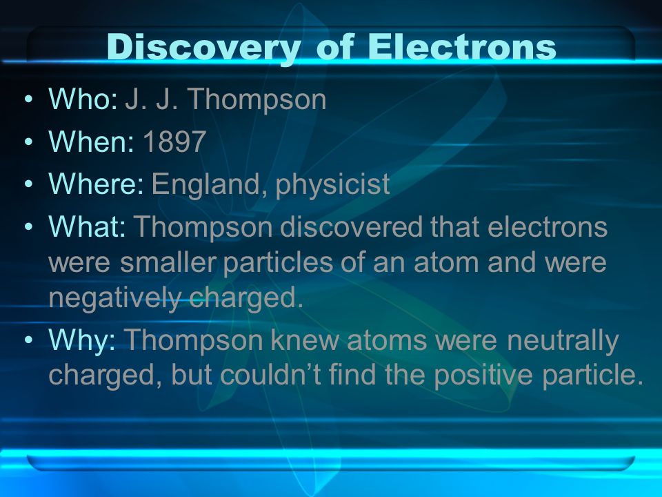 Discovery of Electrons