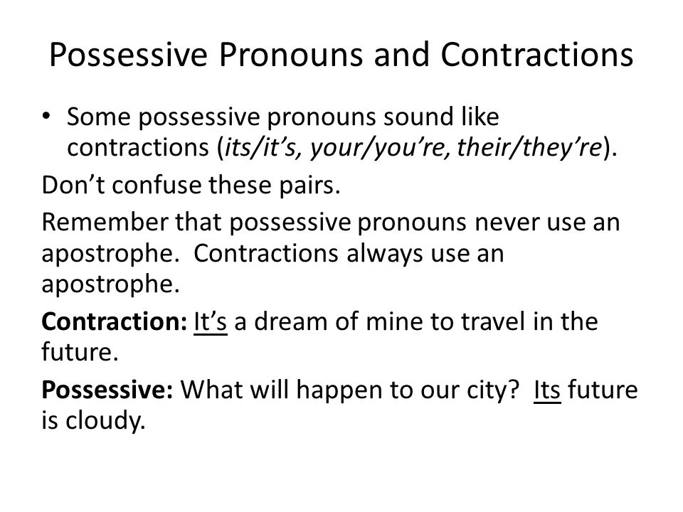 Possessive Pronouns and Contractions