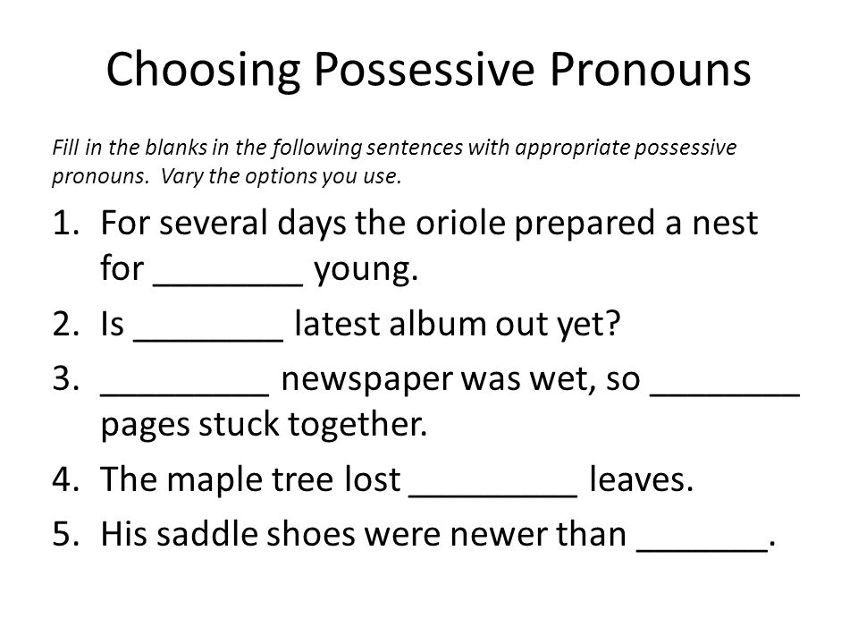 Choosing Possessive Pronouns